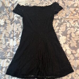 Rewind Black Lace Off-Shoulder Mini Dress